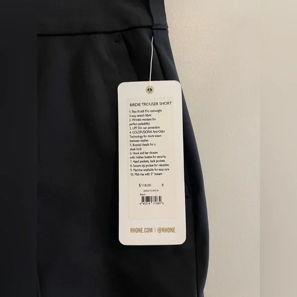 NWT RHÔNE Black Dress Shorts with Front Seams and Pockets - Picture 2 of 6